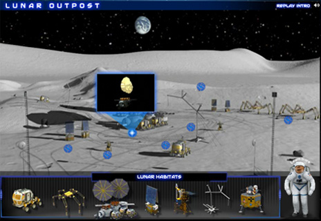 The Virtual Lunar Outpost Home Screen