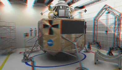 Altair Lander in red-blue stereo